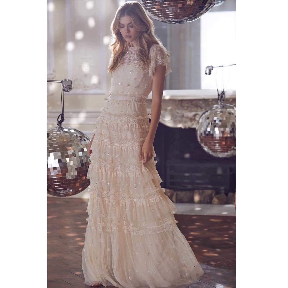 Anthropologie BHLDN Needle & Thread Andromeda Gown Size 14